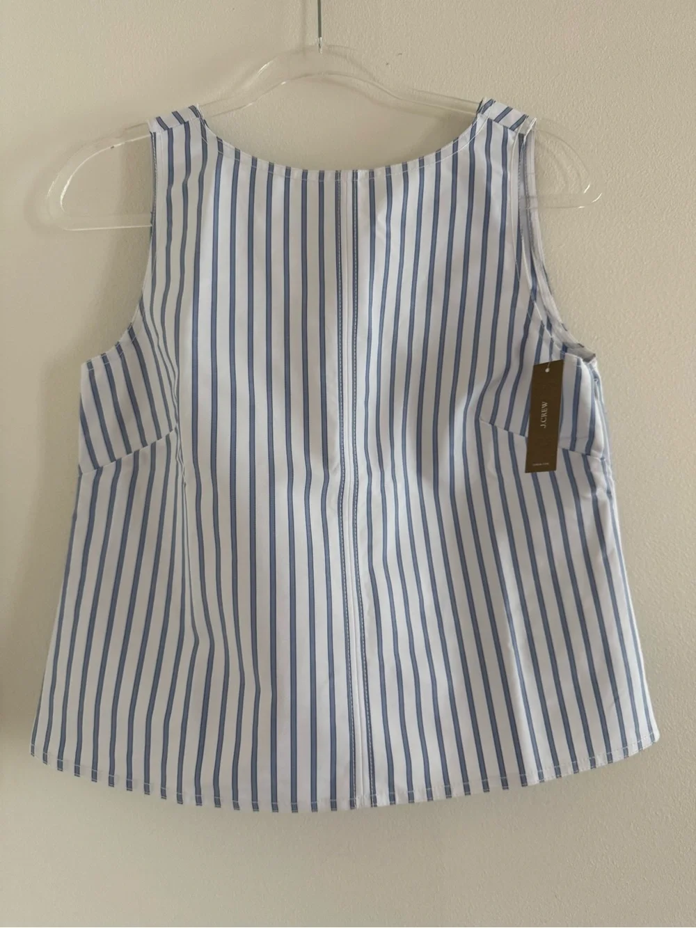 J. Crew Blue and White Striped Shell top in striped double cotton poplin NWT